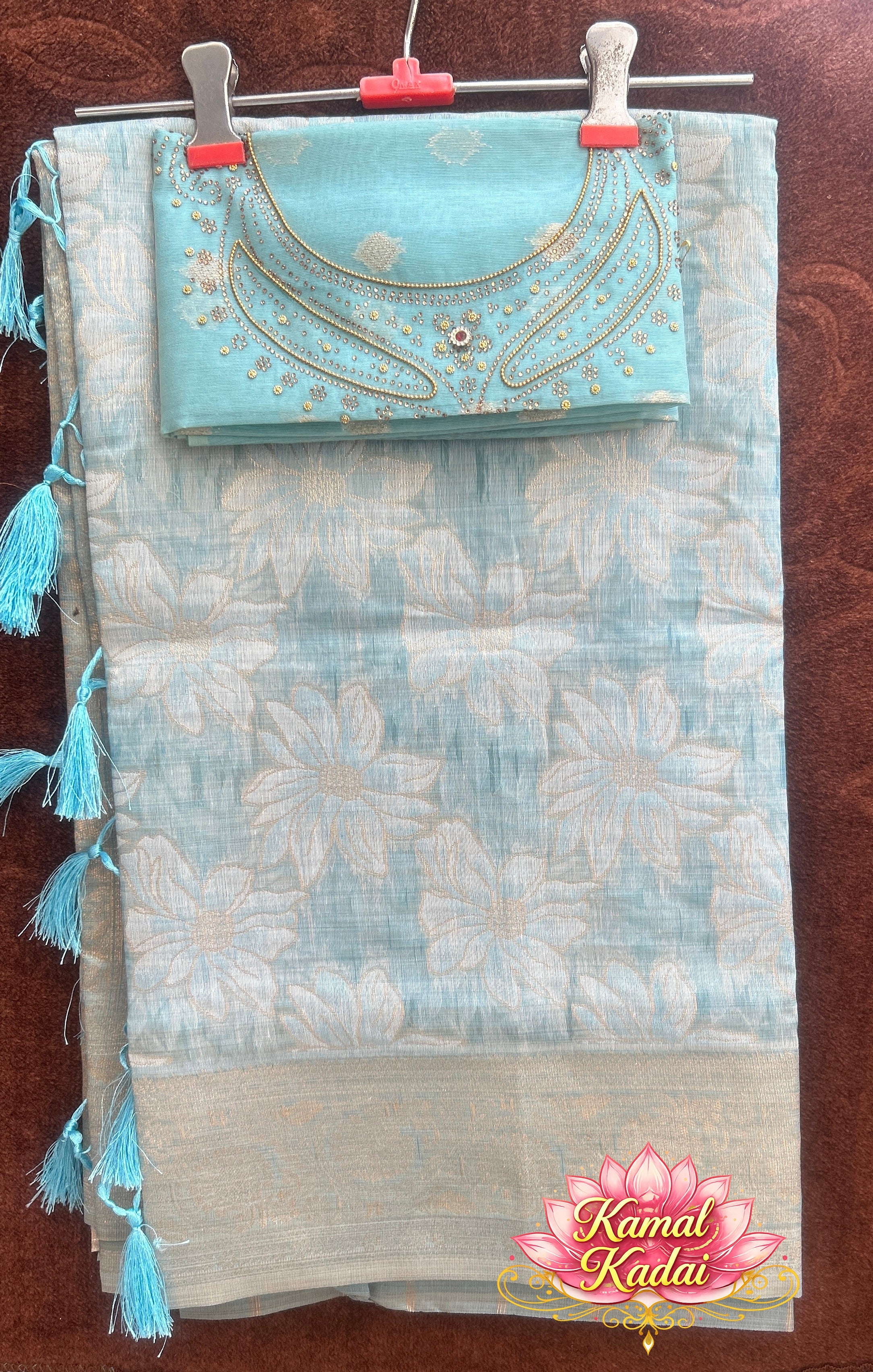 White Feather Silk With Work Blouse