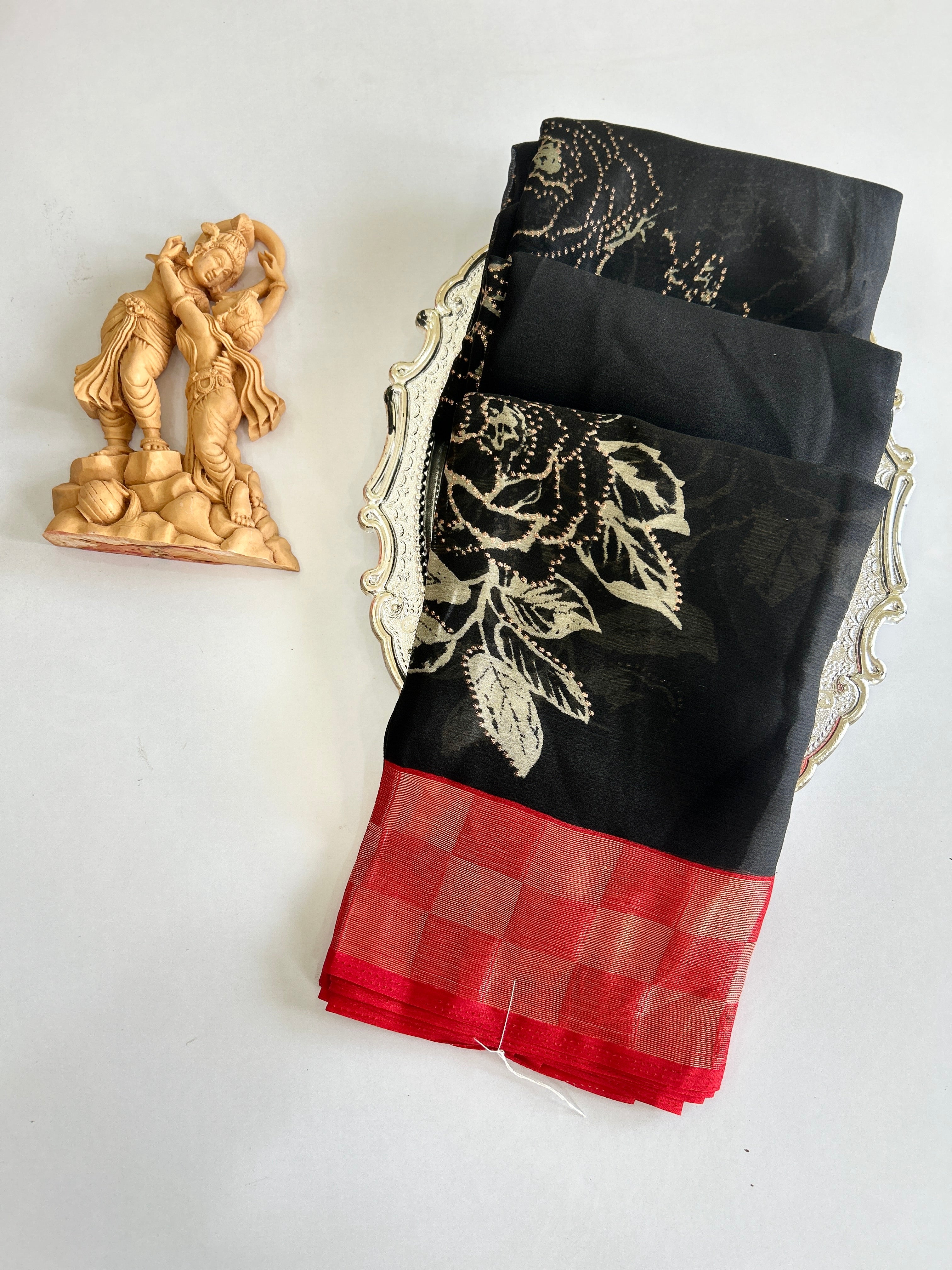 Floral Zari Border Soft Silk Saree