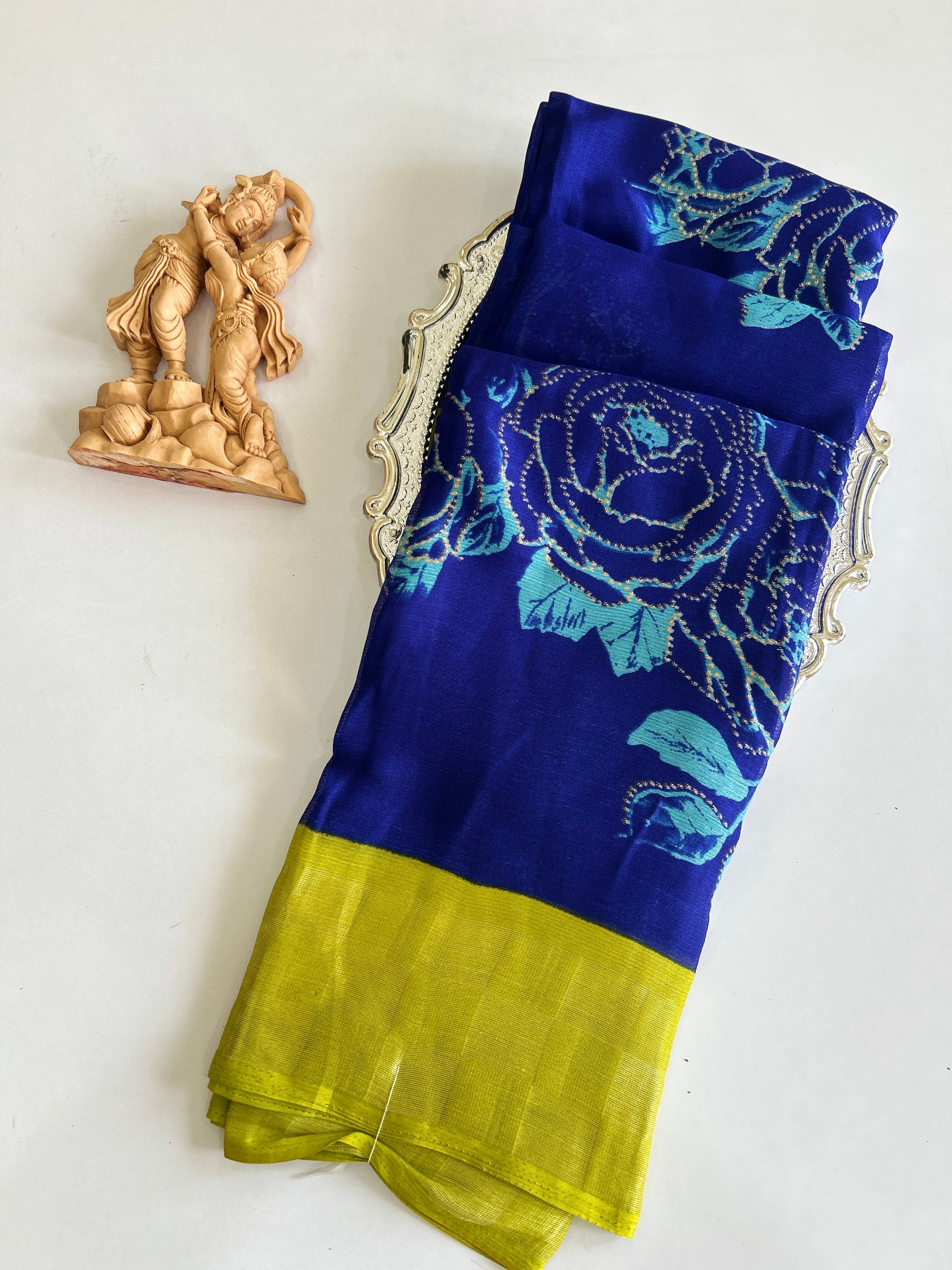 Floral Zari Border Soft Silk Saree