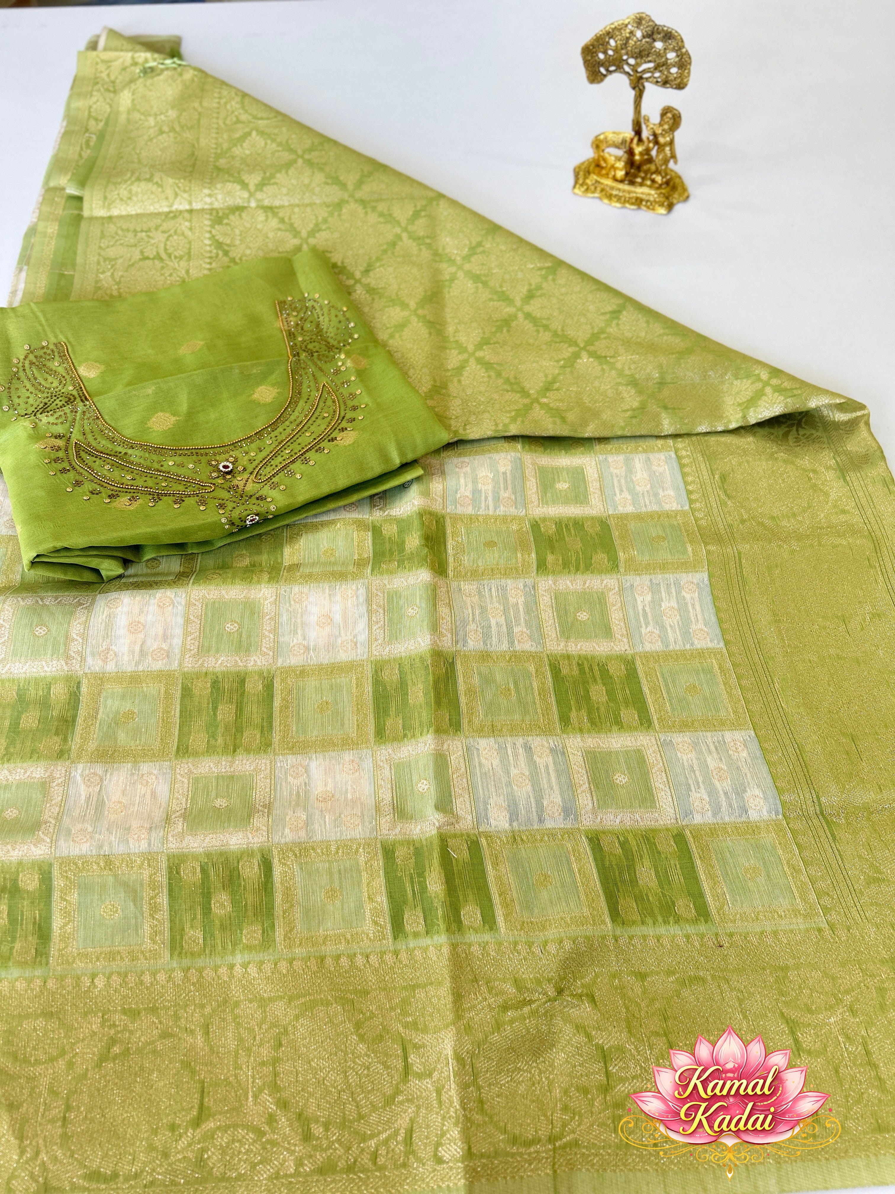 White Feather Silk With Work Blouse