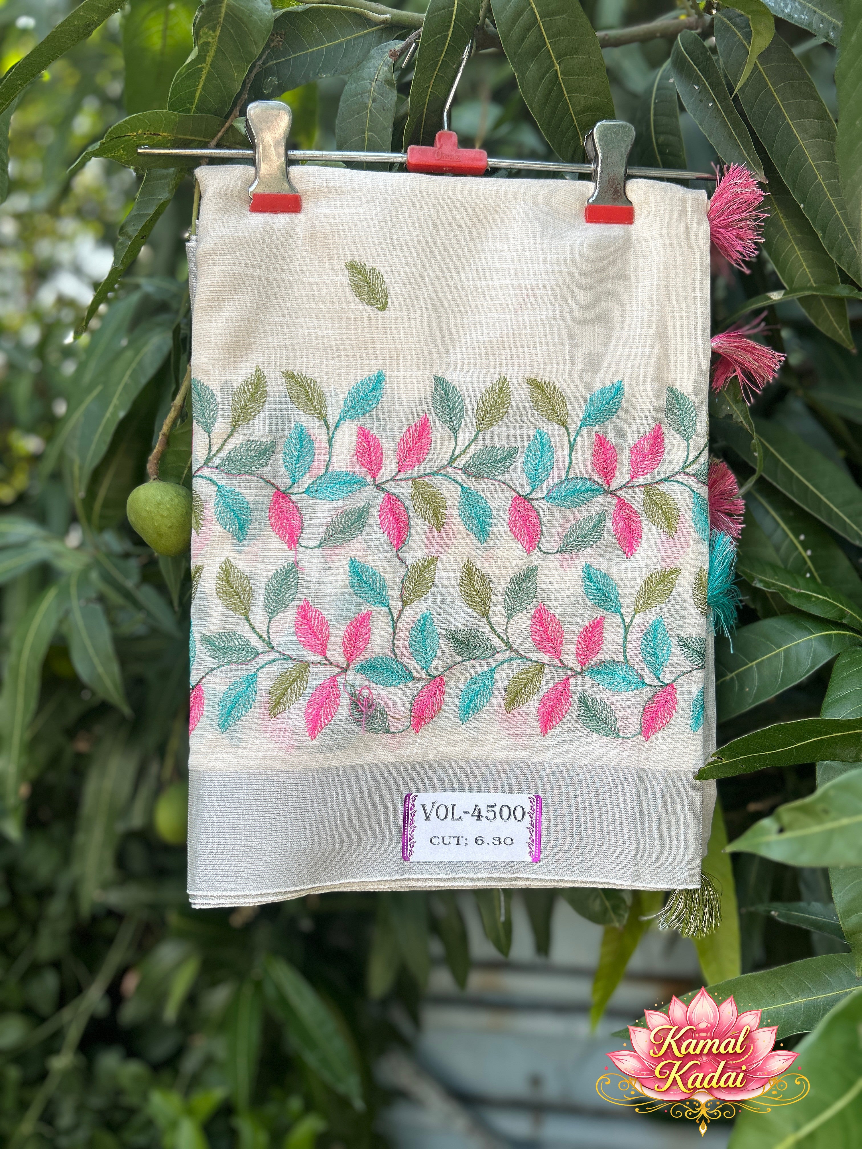 Linen Saree With Embroidery