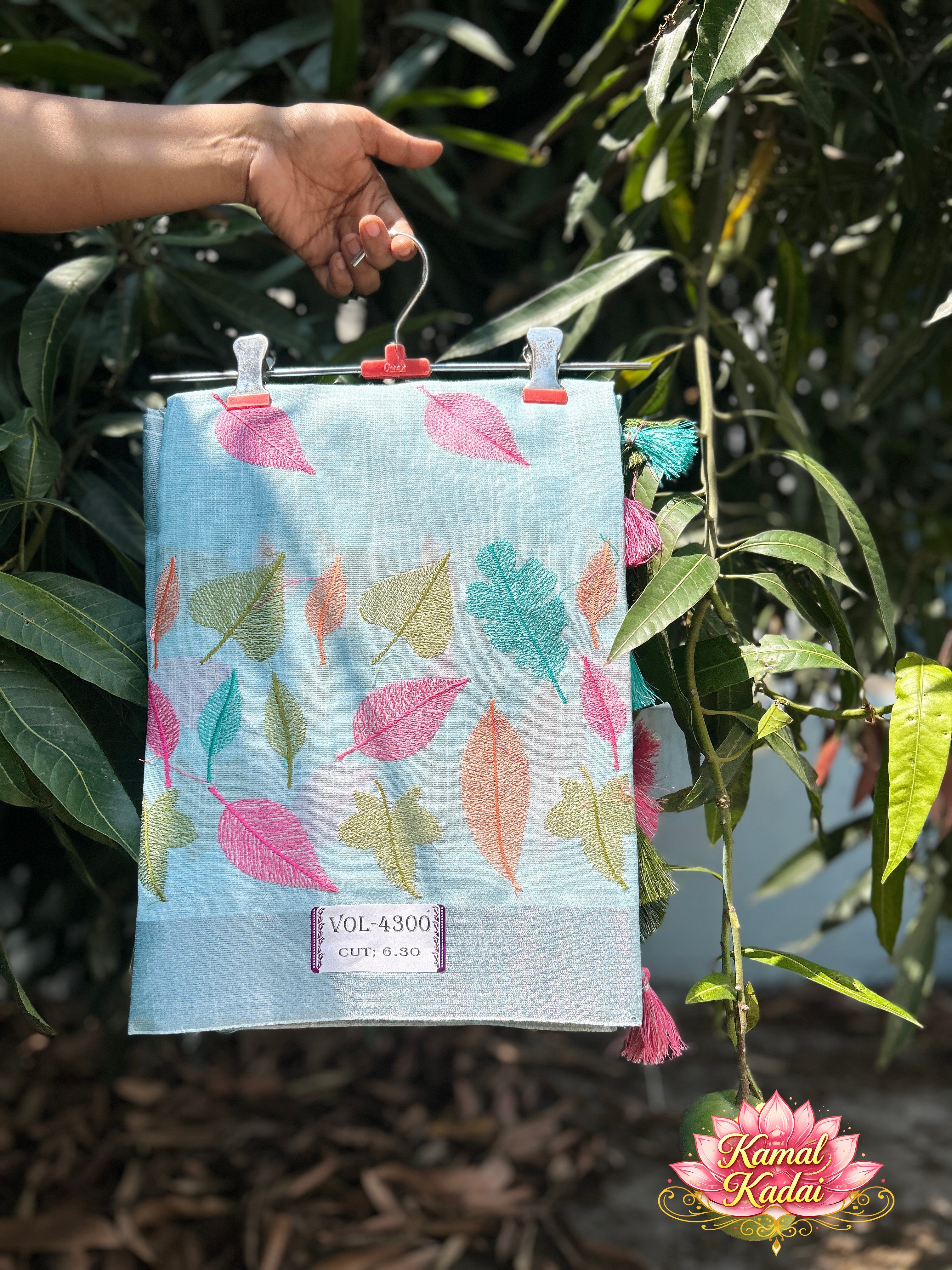 Linen Saree With Embroidery