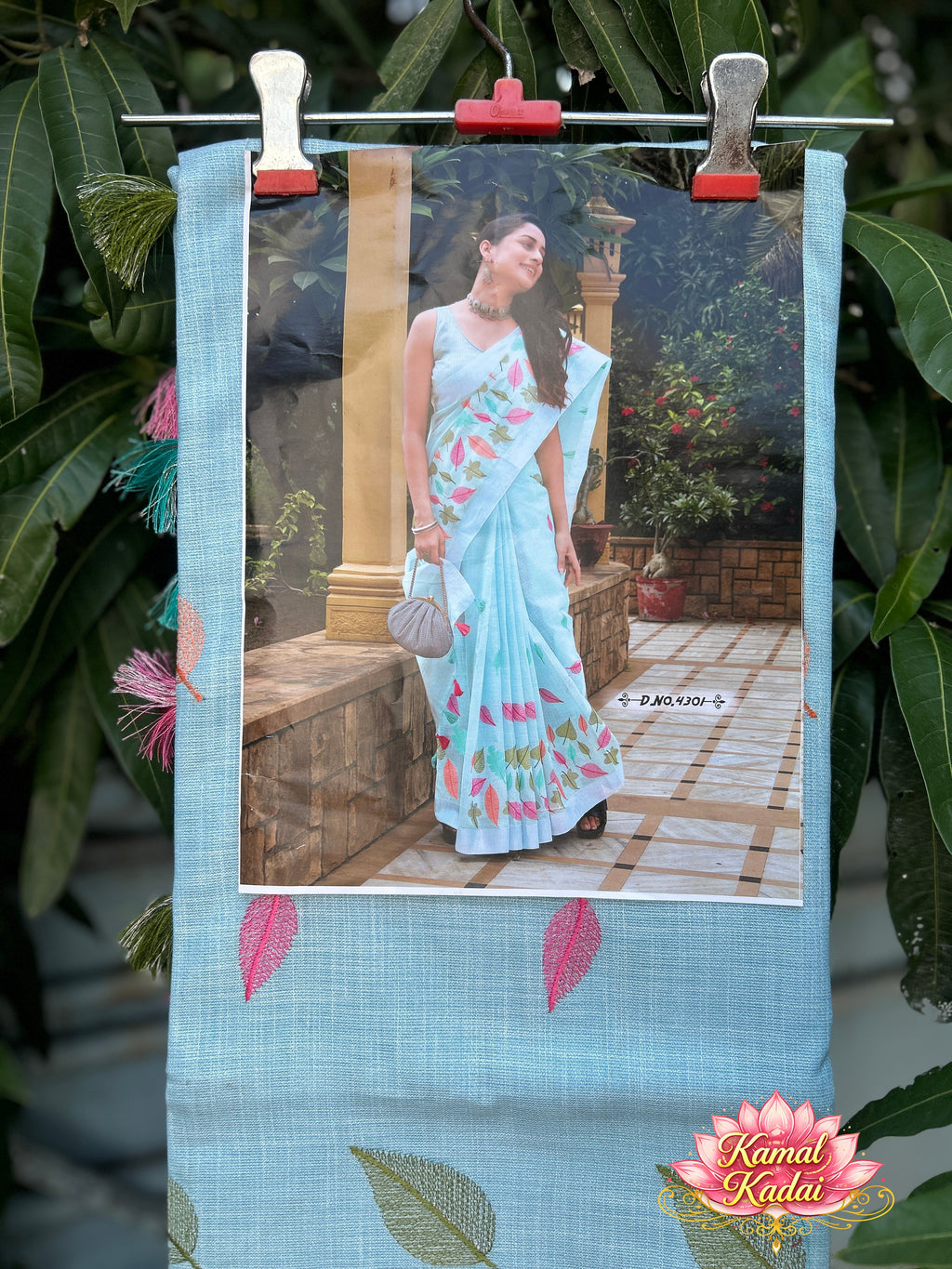 Linen Saree With Embroidery